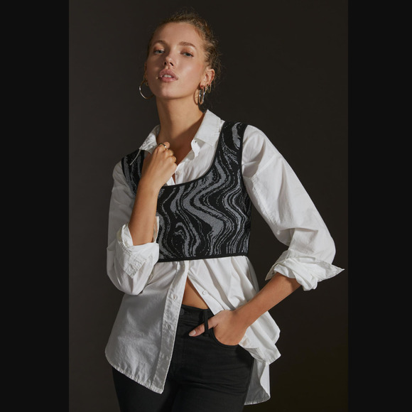 Anthropologie Cropped Marble Vest - New - One Size - Picture 2 of 4